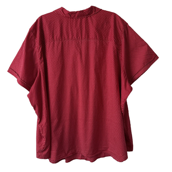 Only Necessities Women’s 4X Classic Button Up Short Sleeve Blouse Red Polka Dot - Picture 2 of 7